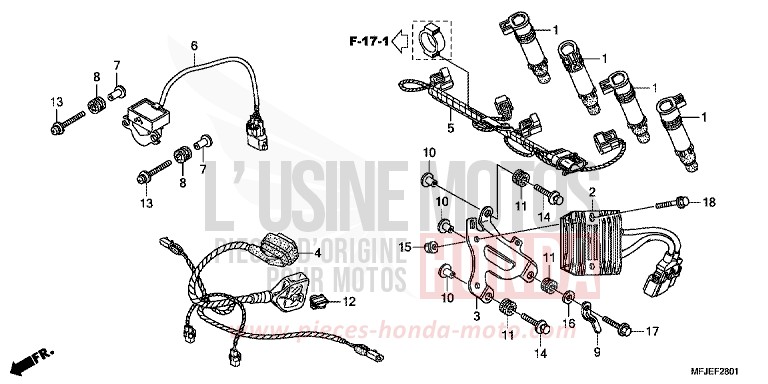 FAISCEAU SECONDAIRE de CBR600RR ABS GRAPHITE BLACK (NHB01) de 2012